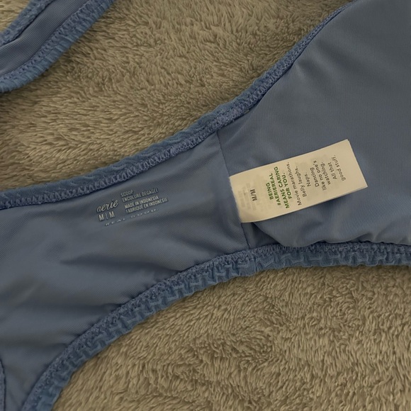 Aerie Blue Triangle Bikini Set with Textured Design - Picture 5 of 9